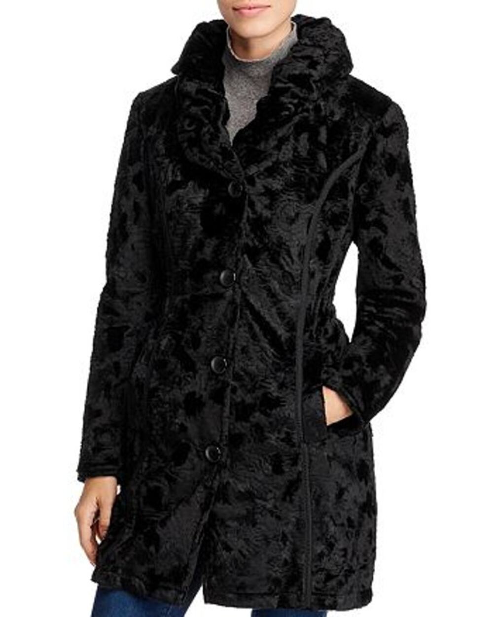 Laundry by Shelli Segal Faux Shearling Fur Reversible Button Up Coat Women L/XL